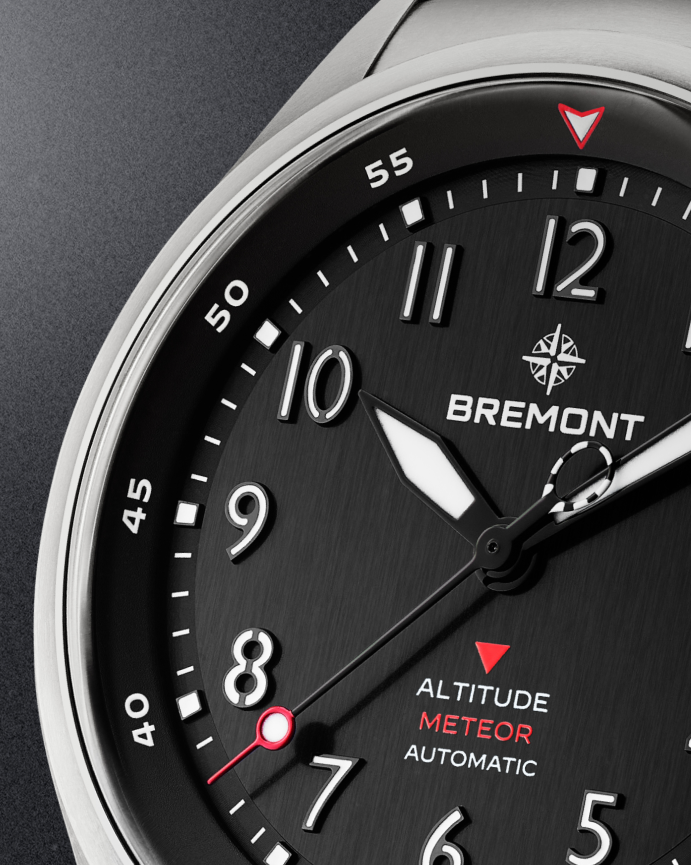 Designed to be highly legible, Bremont pilot watches feature clear, easy-to-read numerals and markings on the dial.