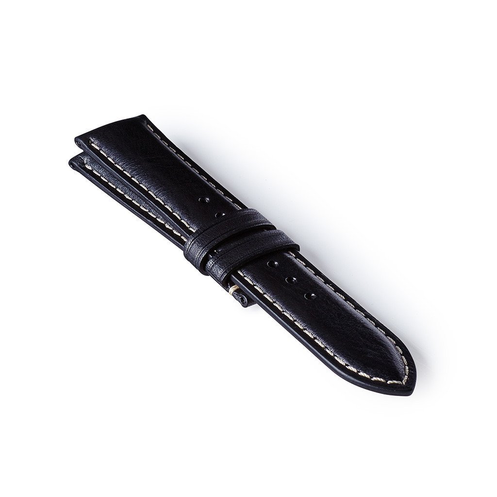 Bremont Chronometers Straps Mens black Leather Strap white stitching
