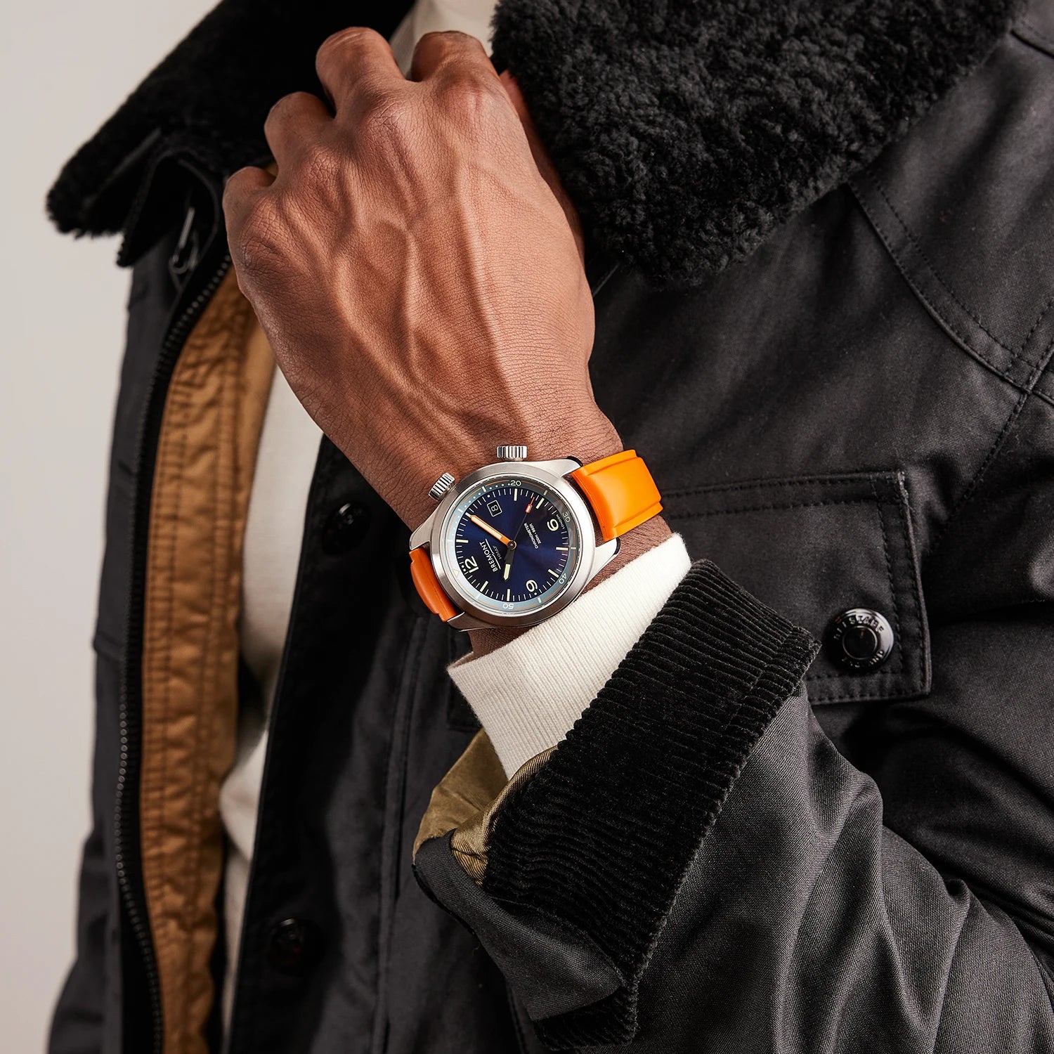 Blue watch 2025 orange strap