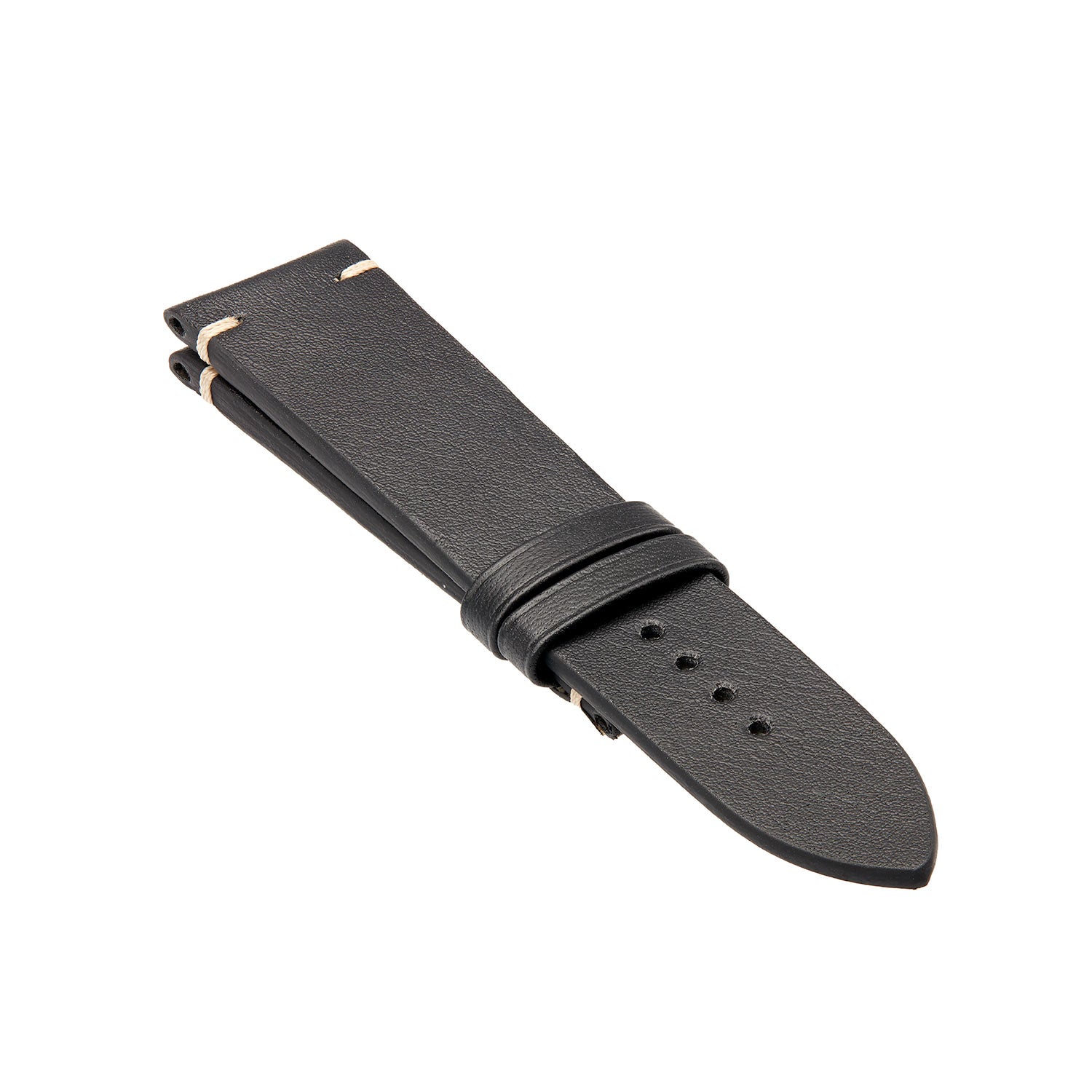 Black Vintage Leather Side Stitch Strap