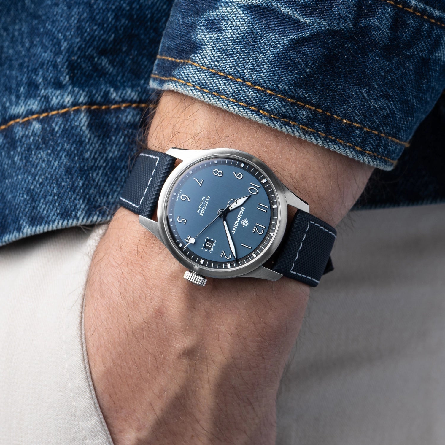 Altitude 39mm Blue Dial Leather Strap - Wrist Shot - Bremont
