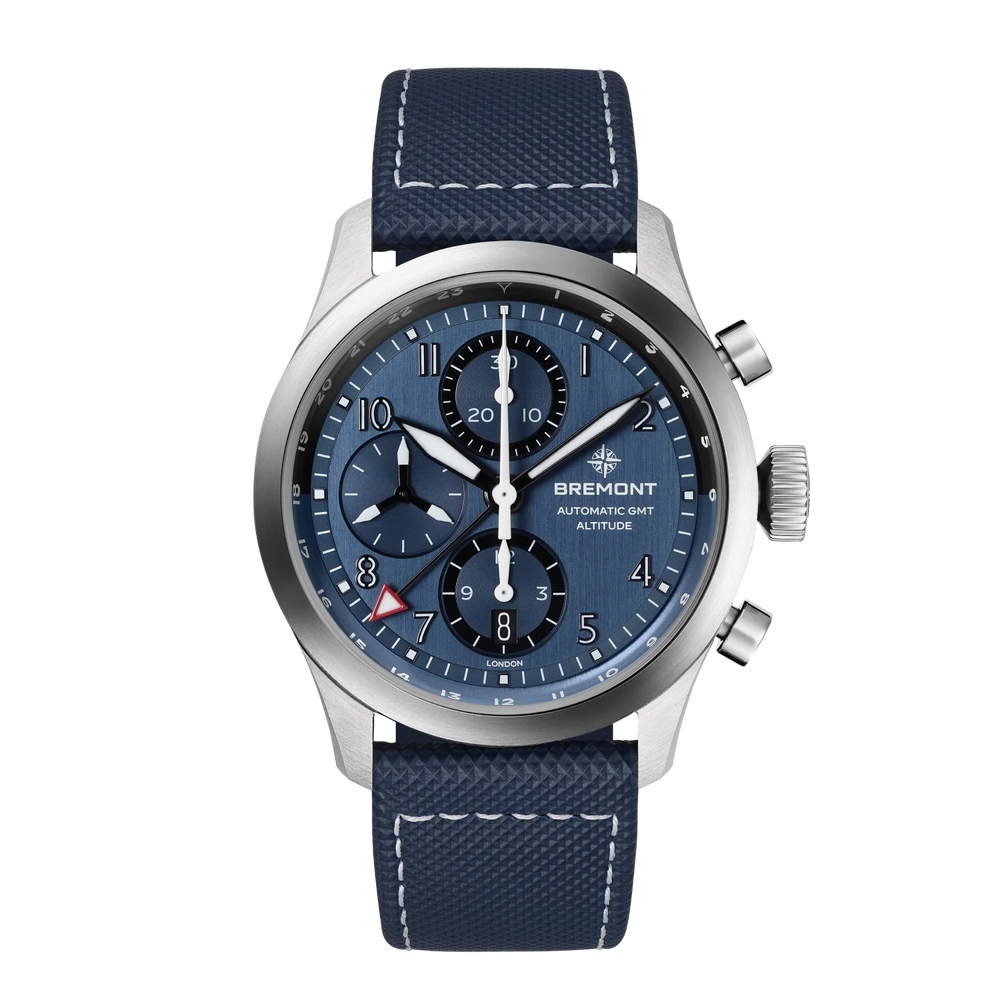 Bremont Watch Company Watches | Mens | Altitude Altitude 42mm Chronograph GMT Blue Dial Leather Strap