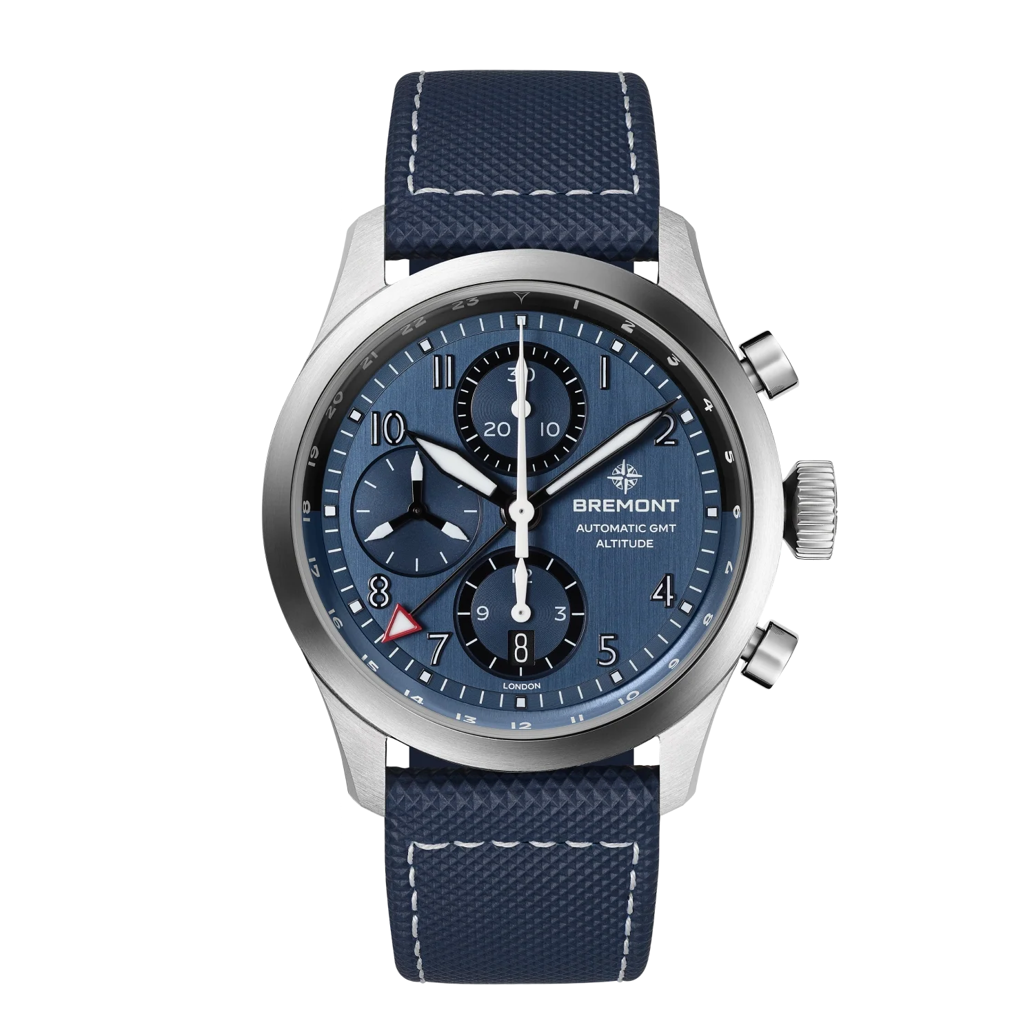Bremont Watch Company Watches | Mens | Altitude Altitude 42mm Chronograph GMT Blue Dial Leather Strap
