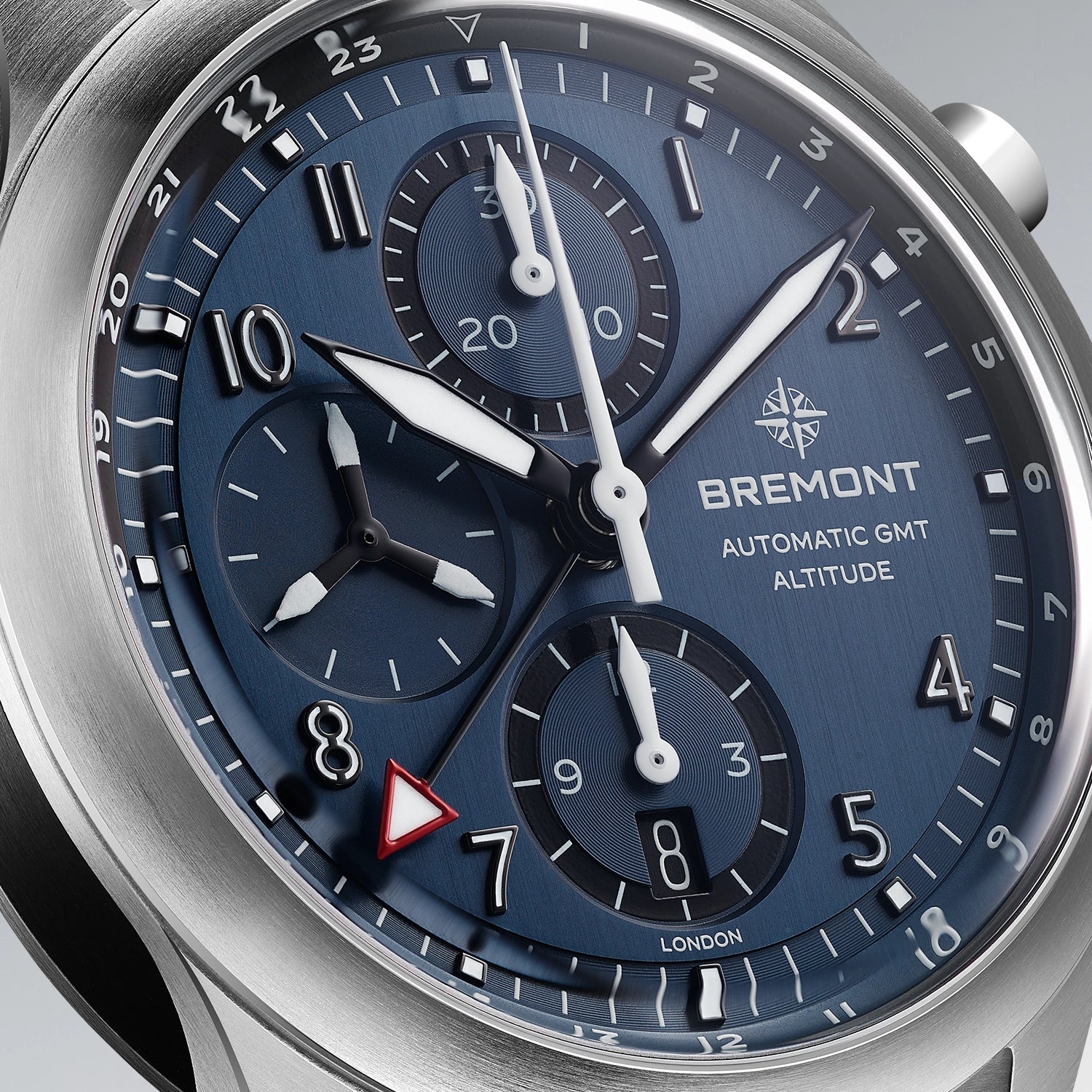 Bremont Watch Company Watches | Mens | Altitude Altitude 42mm Chronograph GMT Blue Dial Leather Strap