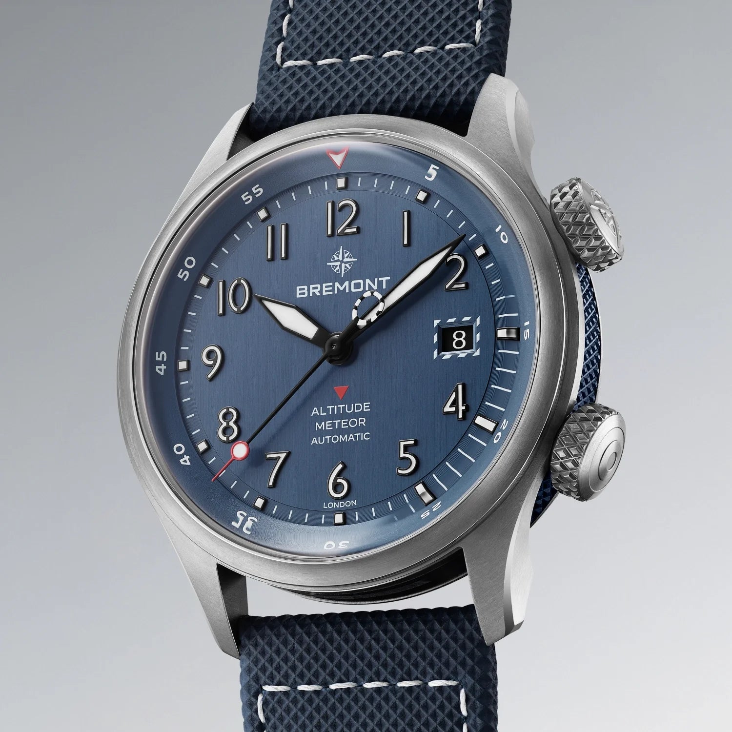 Bremont Watch Company Watches | Mens | Altitude Altitude MB Meteor Blue Dial Blue Barrel Leather Strap