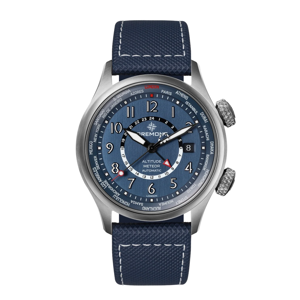 Altitude MB Meteor Time Zones Blue Dial Leather Strap