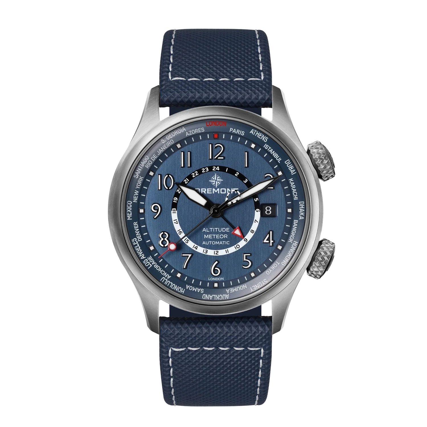 Altitude MB Meteor Time Zones Blue Dial Leather Strap