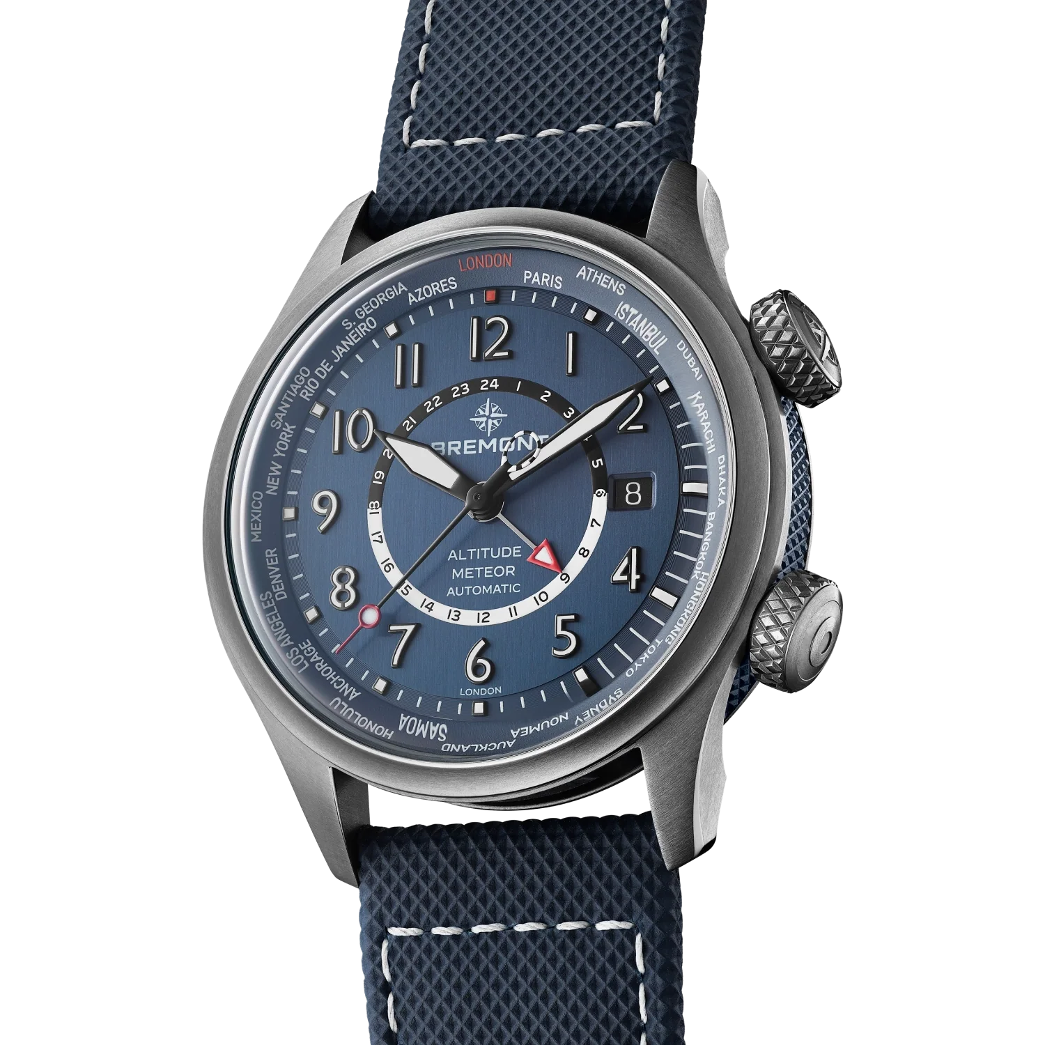 Altitude MB Meteor Time Zones Blue Dial Leather Strap