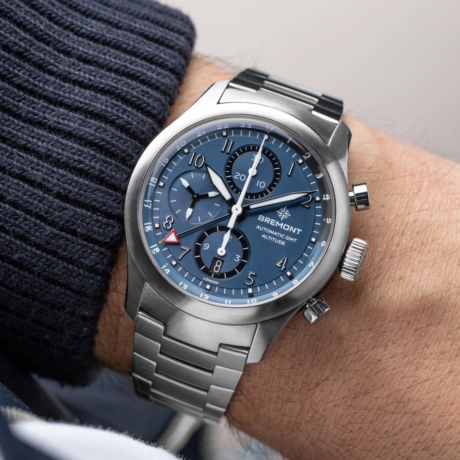 Bremont Alitude Chrono Wrist Shot Blue Dial