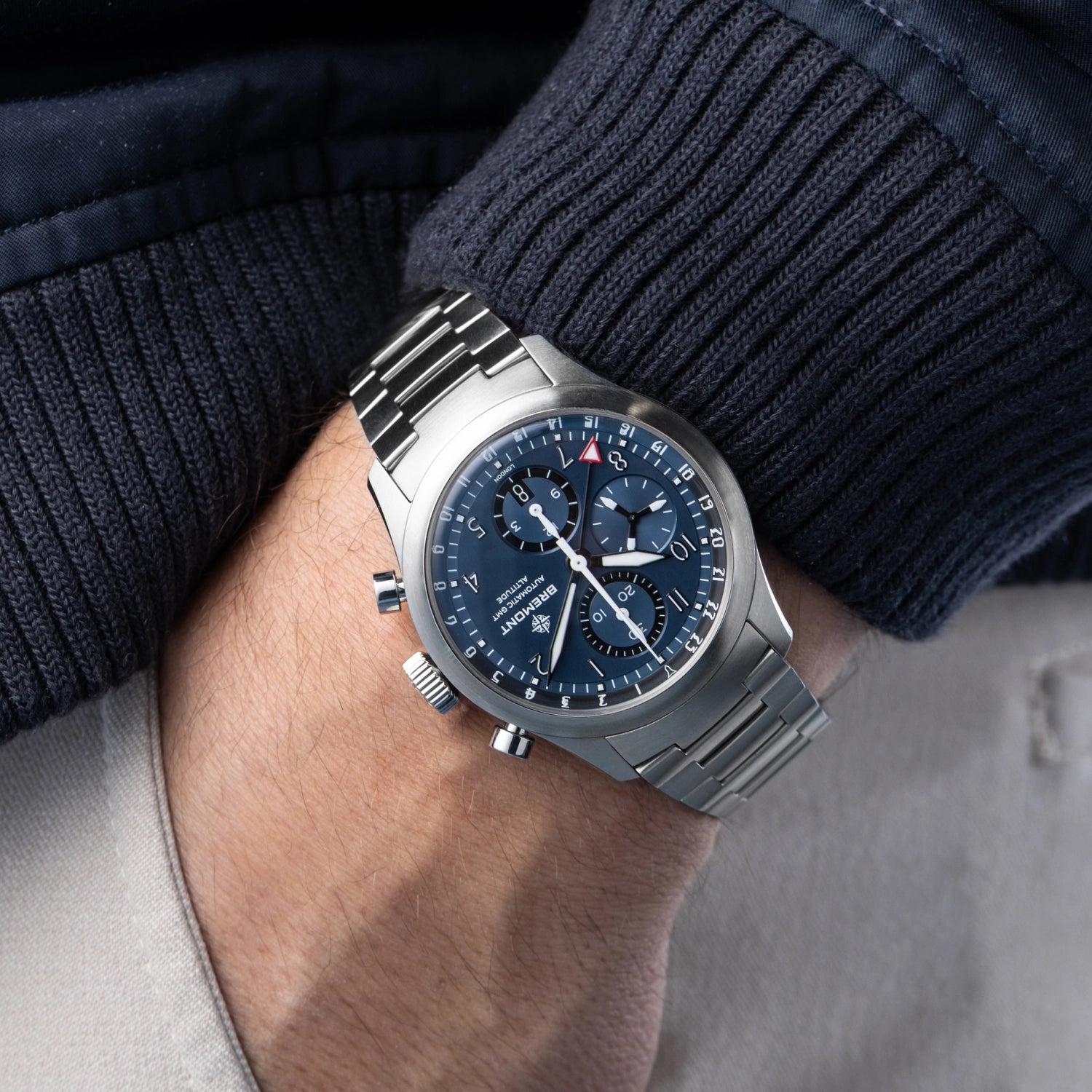 Bremont Chronograph Blue Dial Wrist Shot