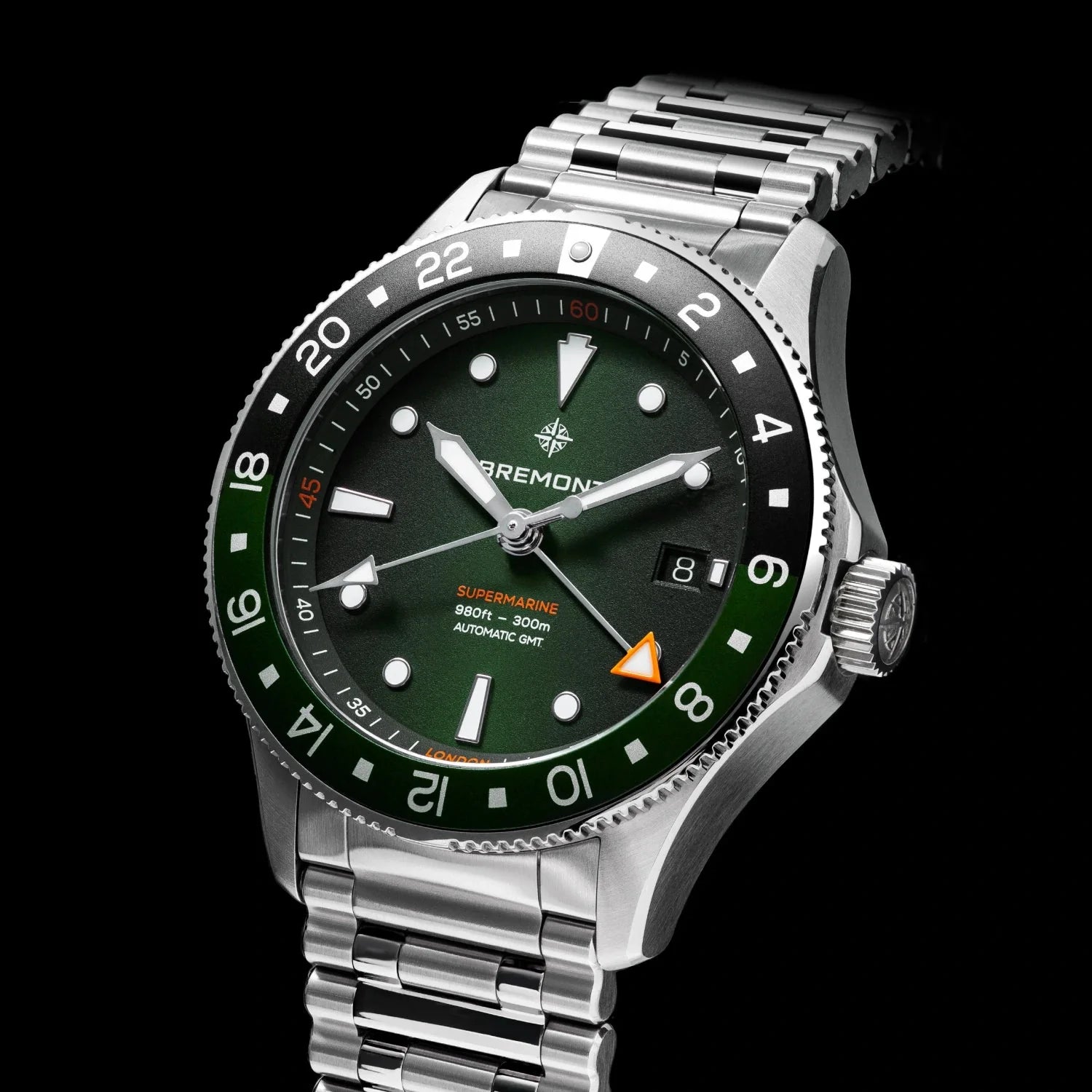 Bremont Watch Company Watches | Mens | Supermarine Supermarine 300M GMT, Tundra Green, Bracelet