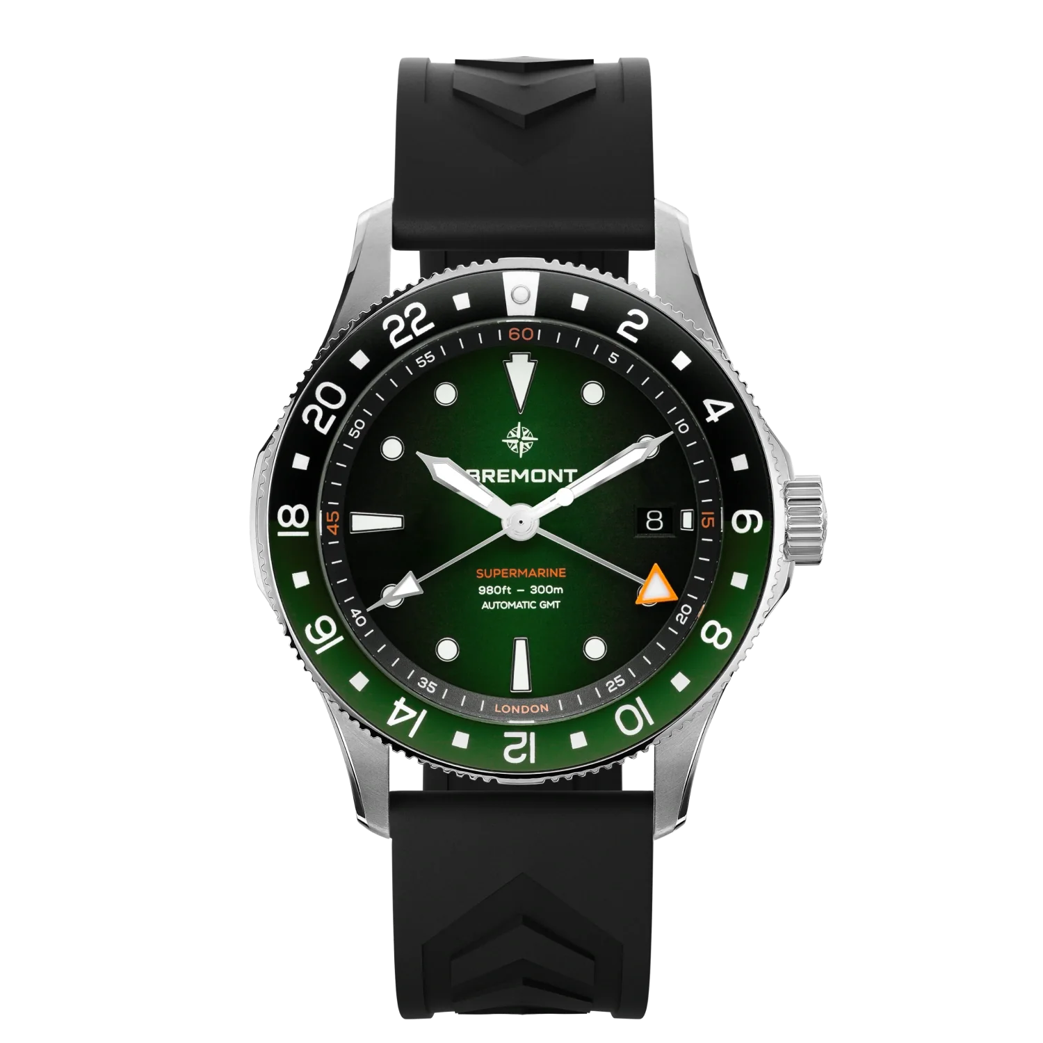 Bremont Watch Company Watches | Mens | Supermarine Supermarine 300M GMT, Tundra Green, Rubber Strap