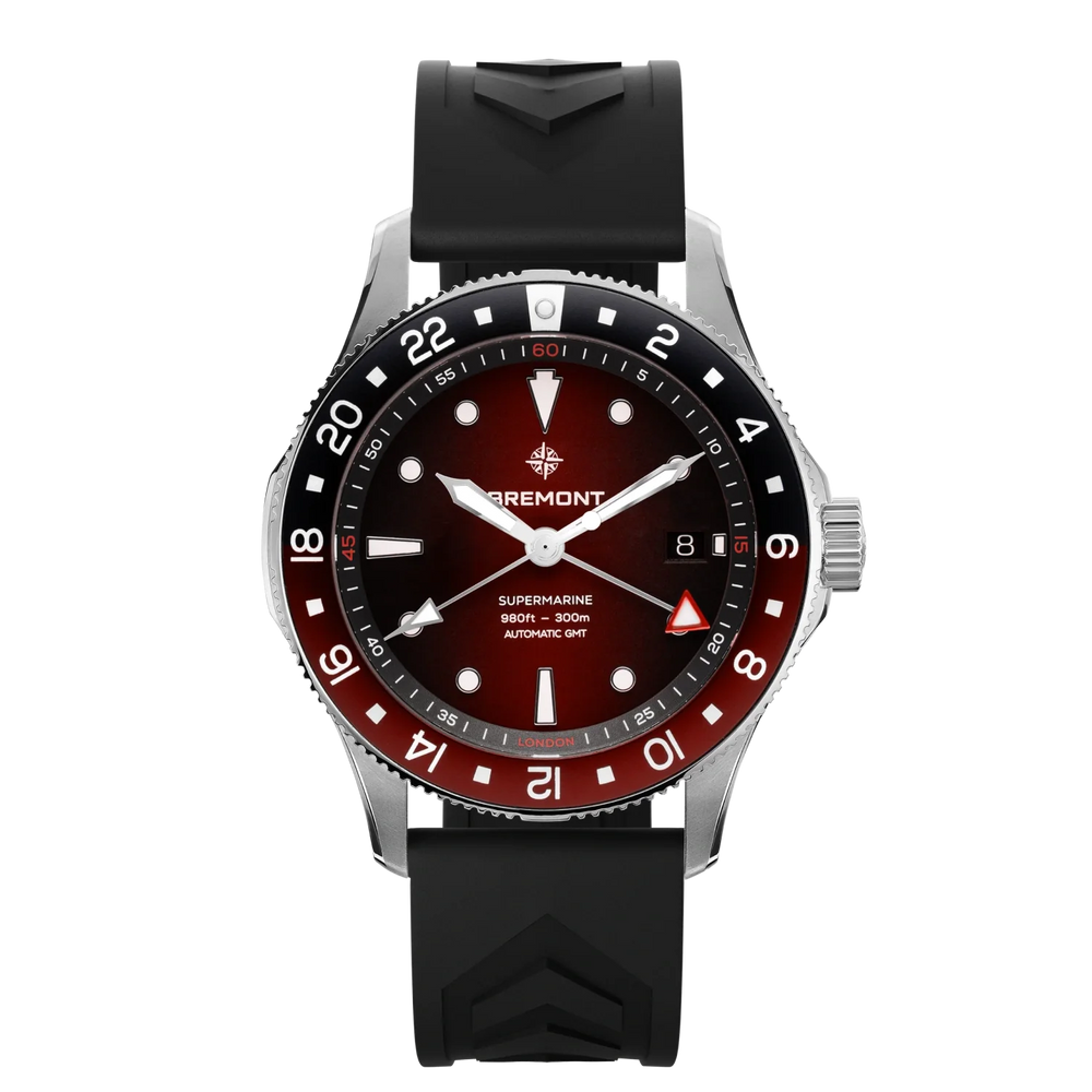 Bremont Watch Company Watches | Mens | Supermarine Supermarine 300M GMT, Ember Red, Rubber Strap