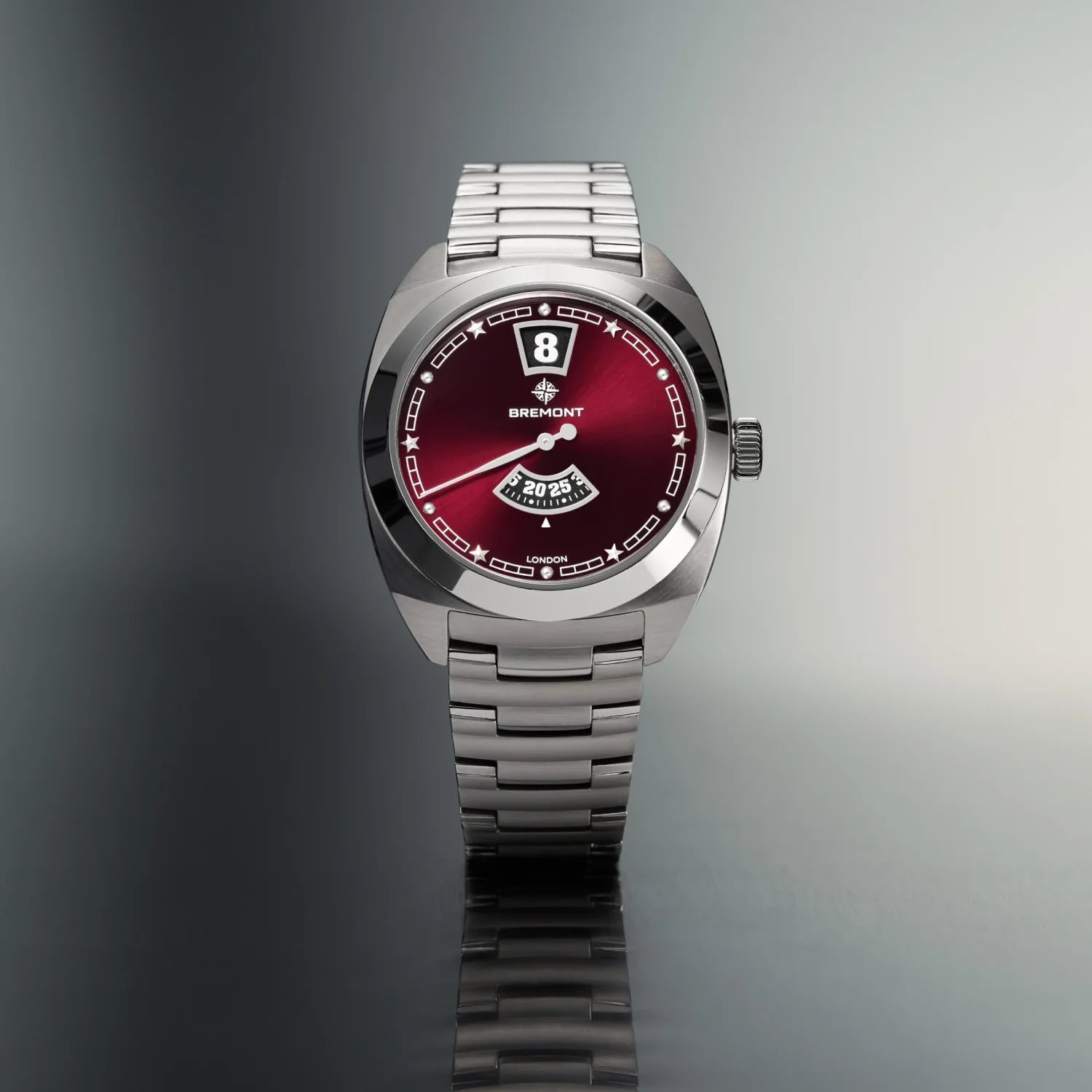 Terra Nova 35mm Jumping Hour Burgundy Bracelet