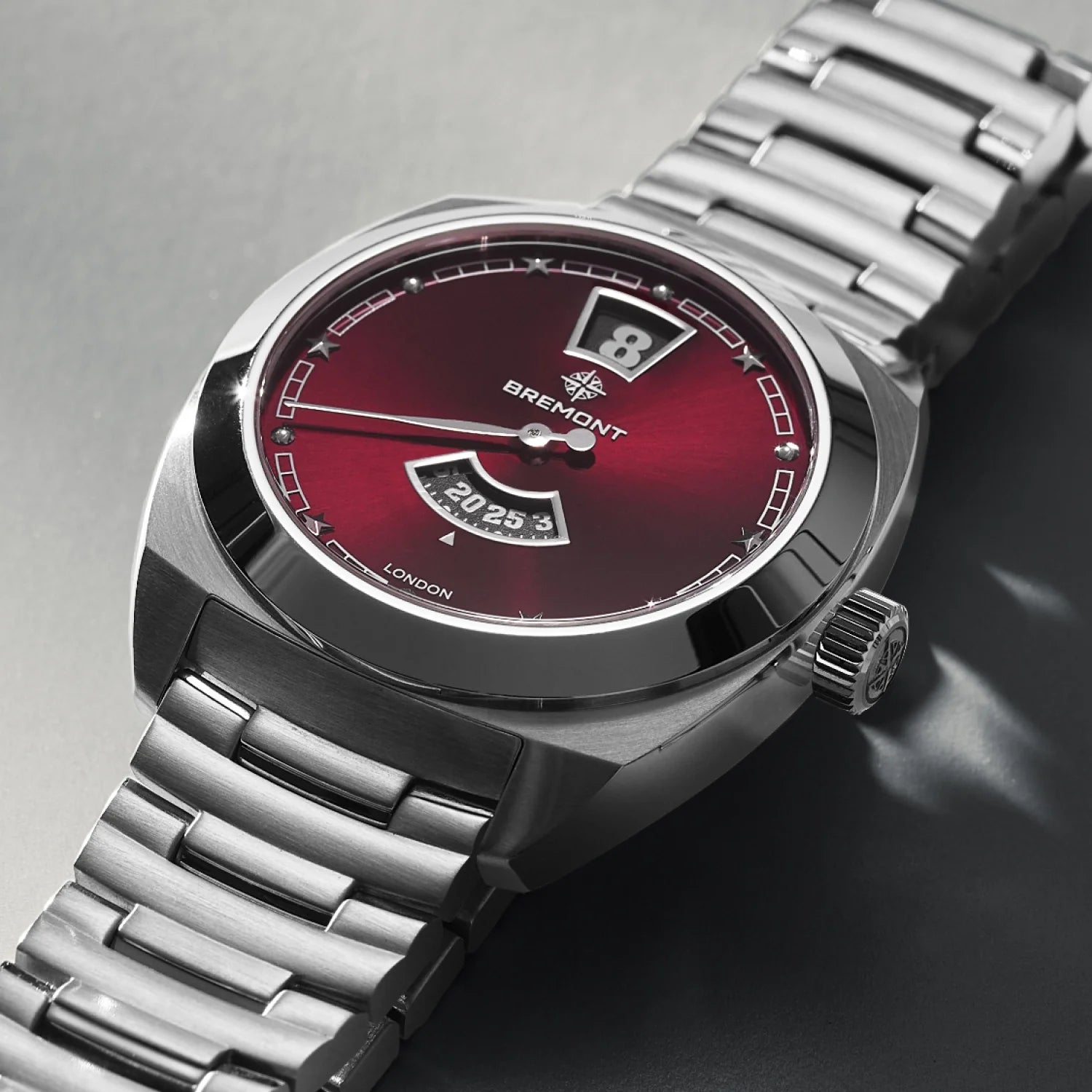 Terra Nova 35mm Jumping Hour Burgundy Bracelet