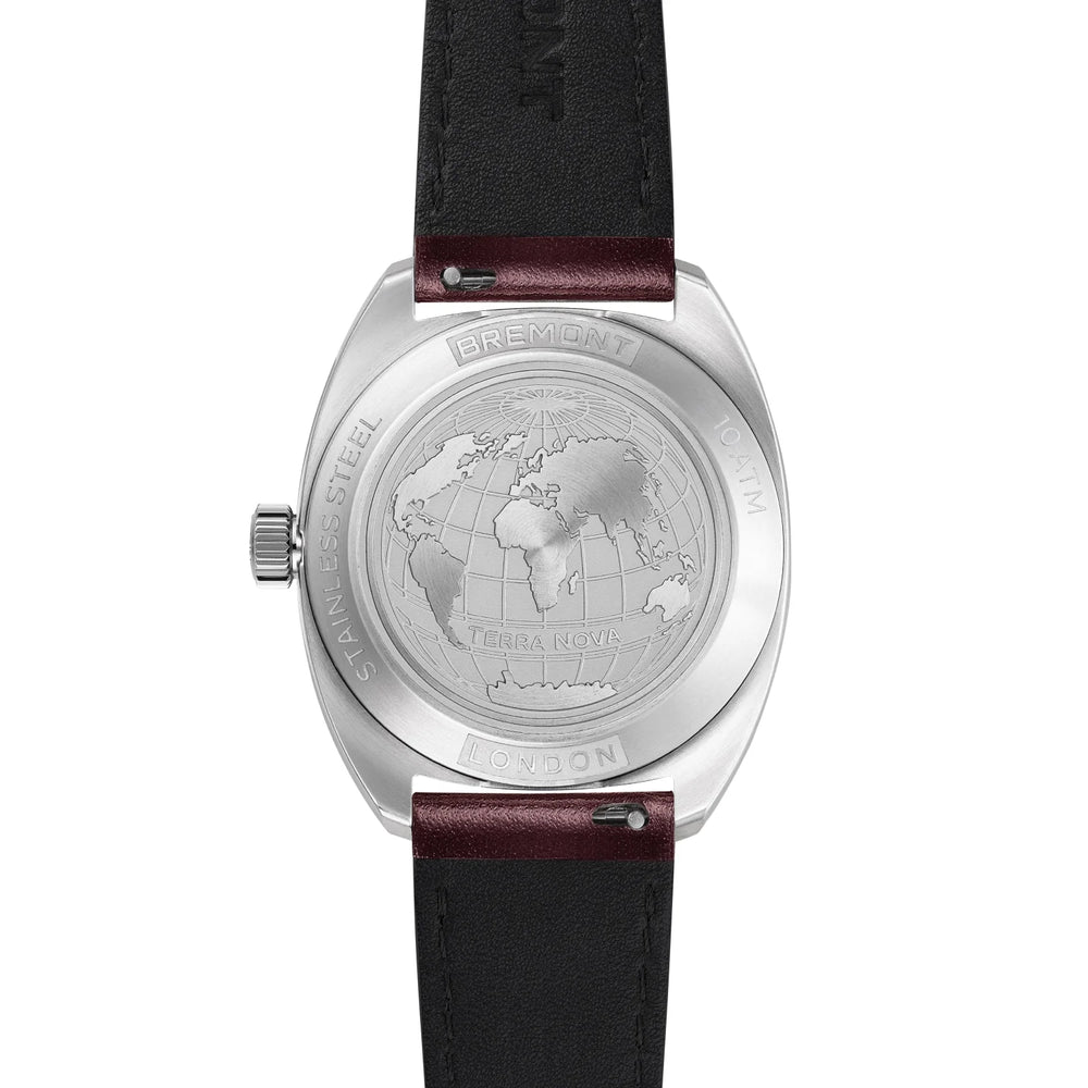 Terra Nova 35mm Jumping Hour Burgundy Leather Strap