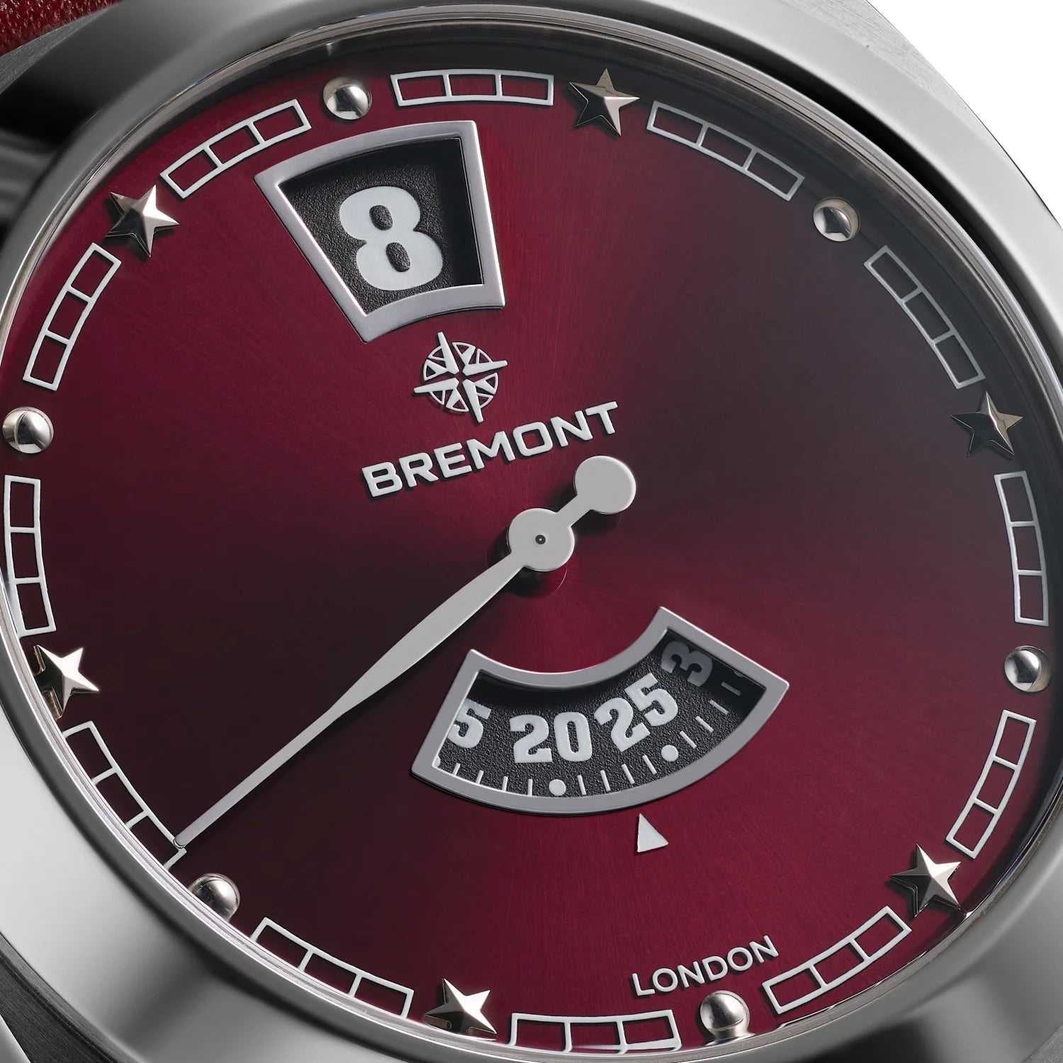 Terra Nova 35mm Jumping Hour Burgundy Leather Strap