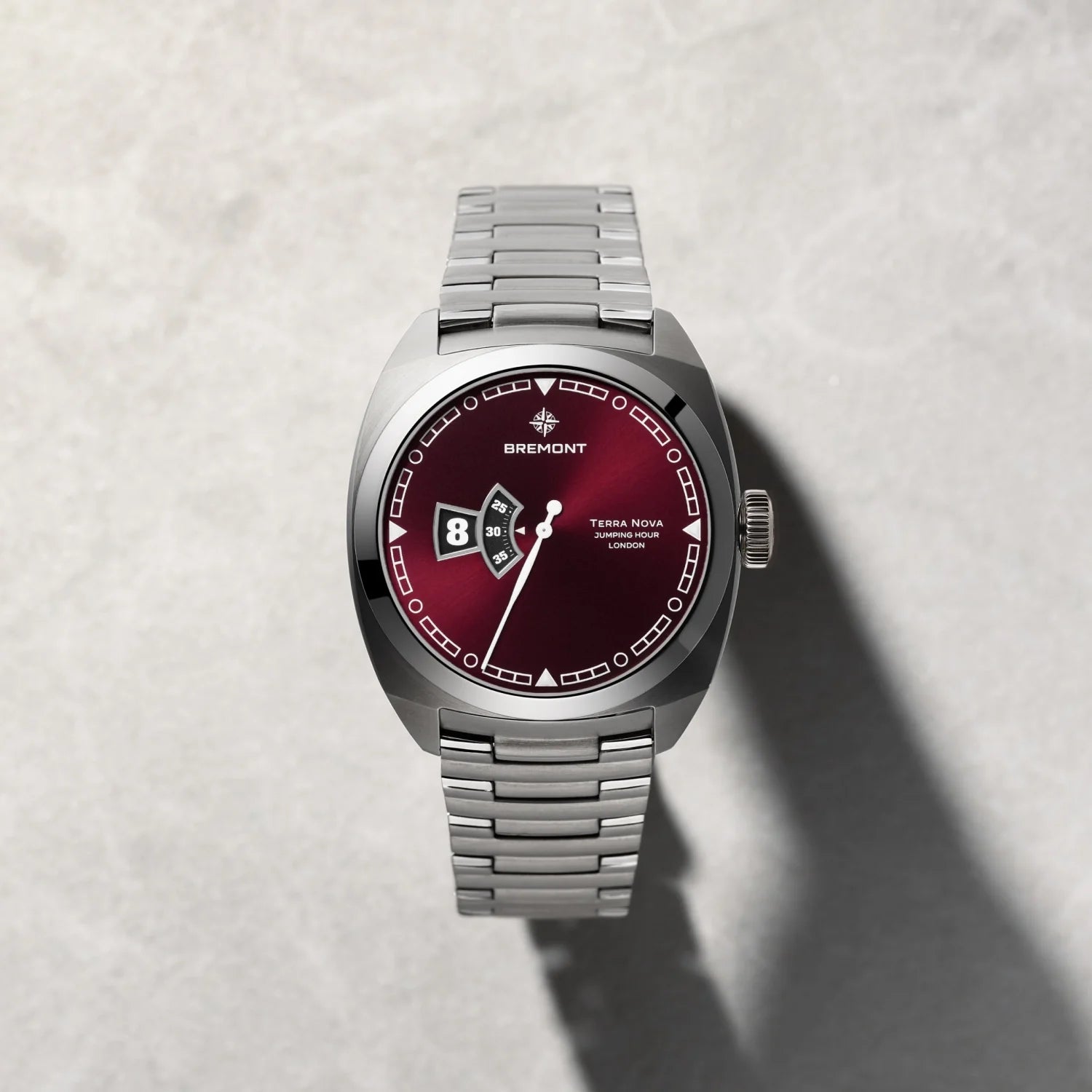 Terra Nova 40.5mm Jumping Hour Burgundy Bracelet