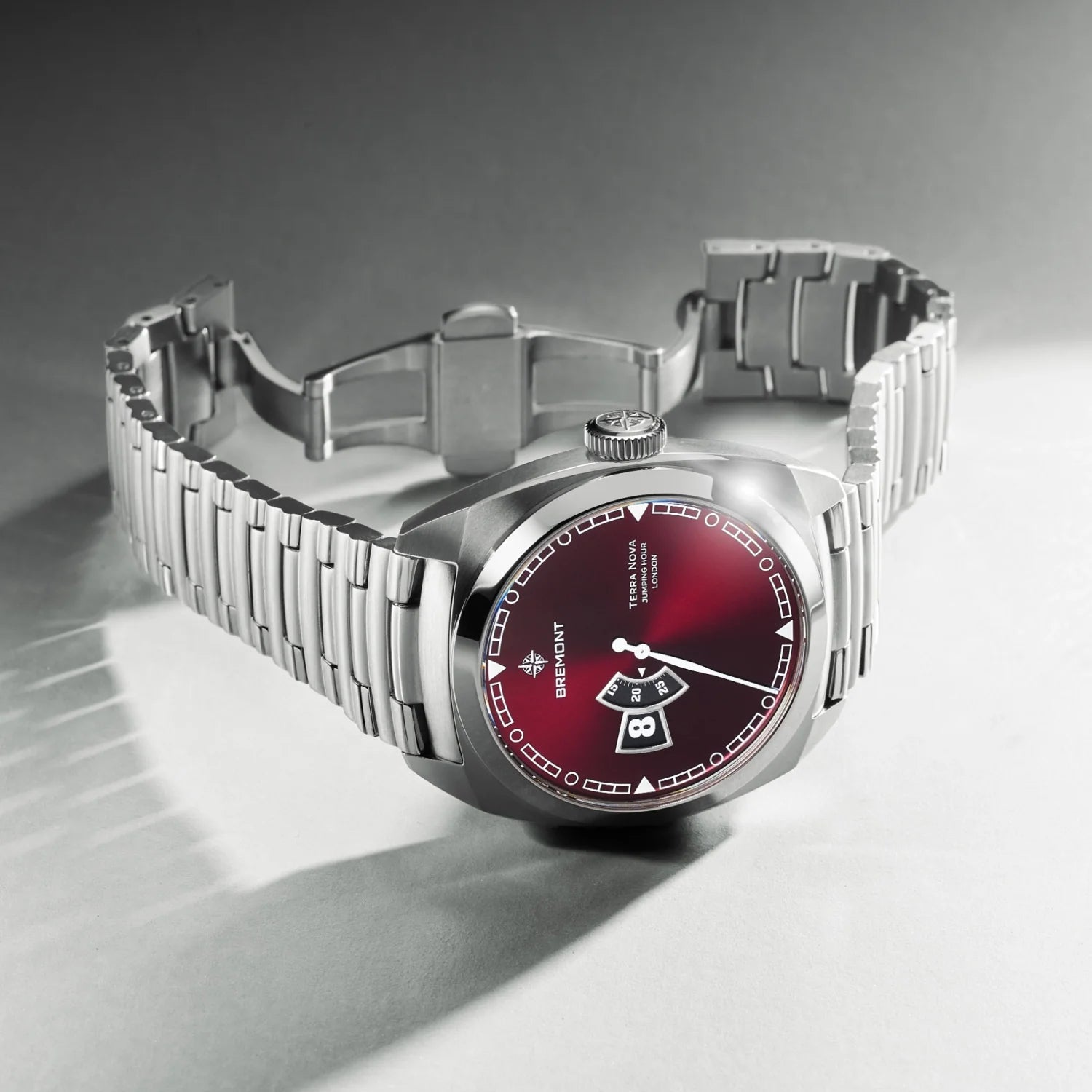 Terra Nova 40.5mm Jumping Hour Burgundy Bracelet
