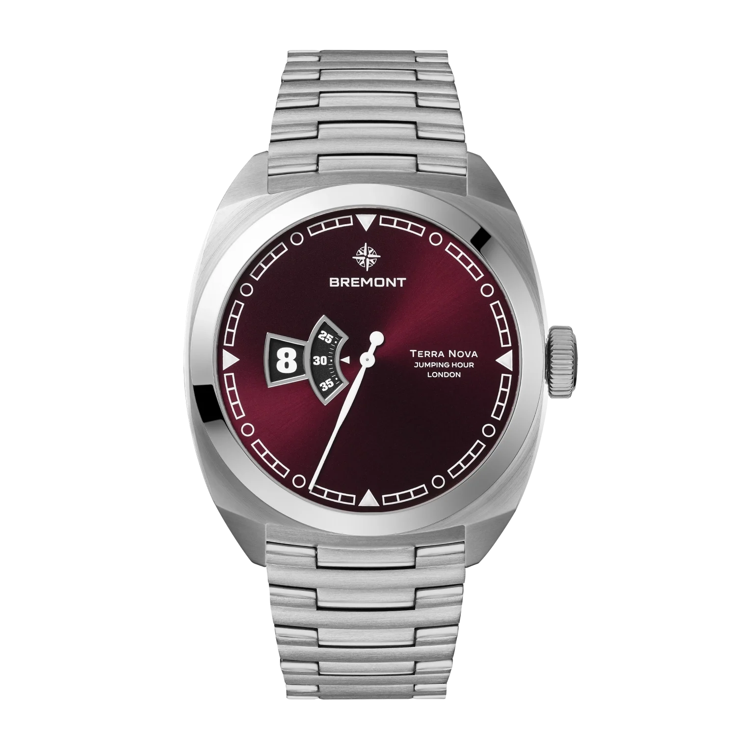Terra Nova 40.5mm Jumping Hour Burgundy Bracelet