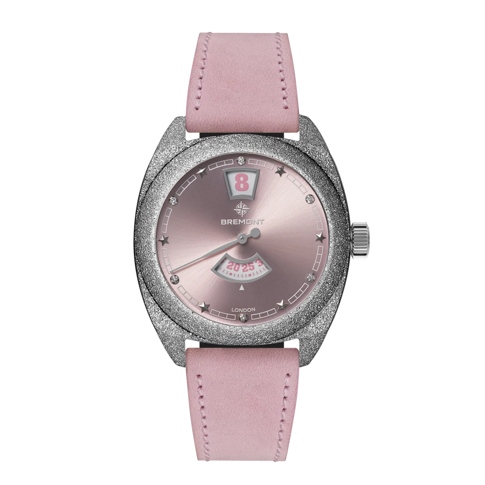 Terra Nova 35mm Jumping Hour Frosted Pink Leather Strap
