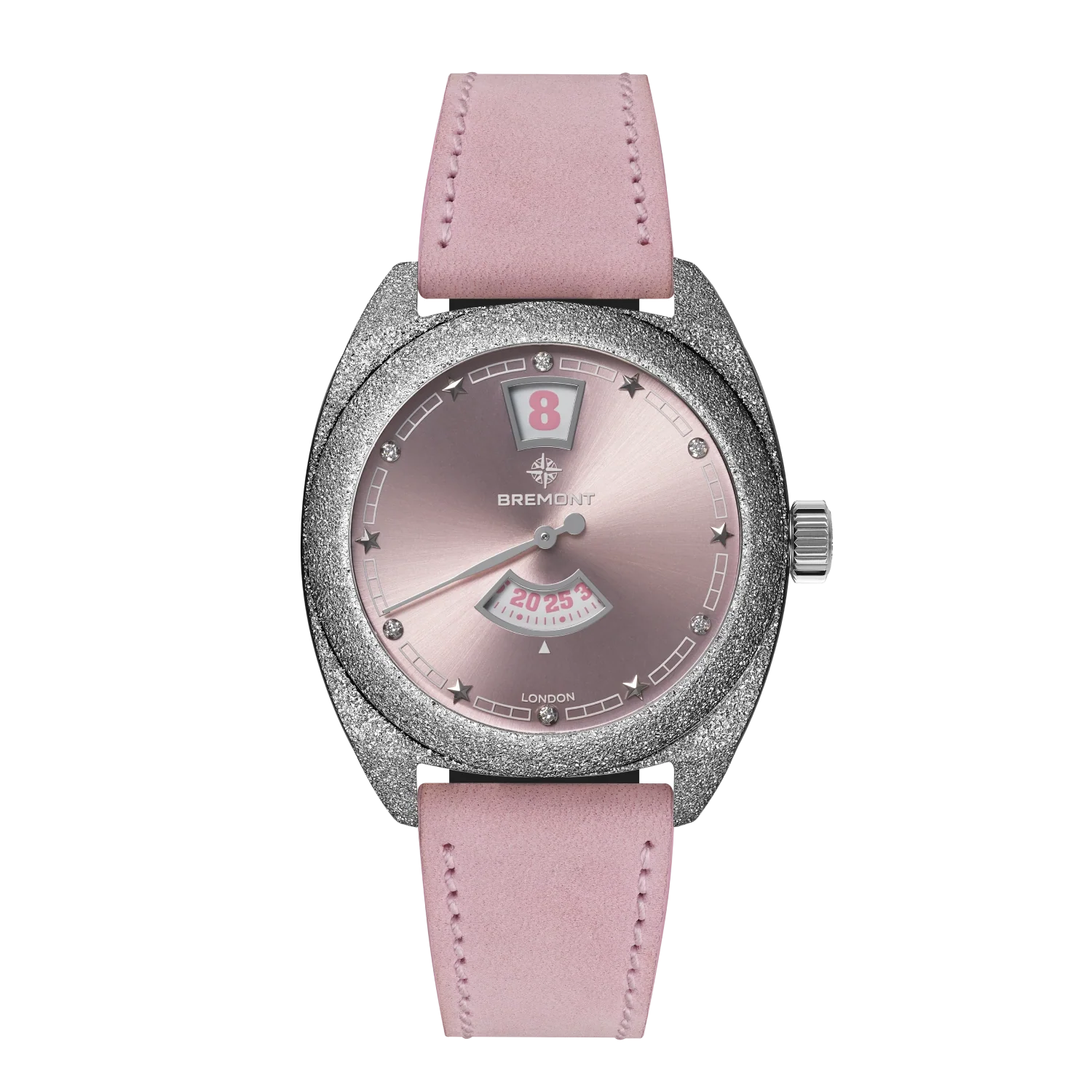 Terra Nova 35mm Jumping Hour Frosted Pink Leather Strap