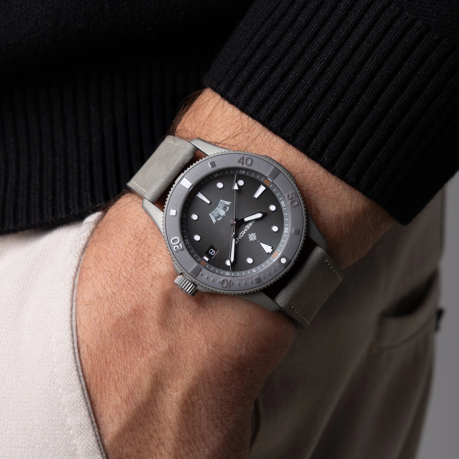 HMAF Supermarine 40mm Date Leather Strap