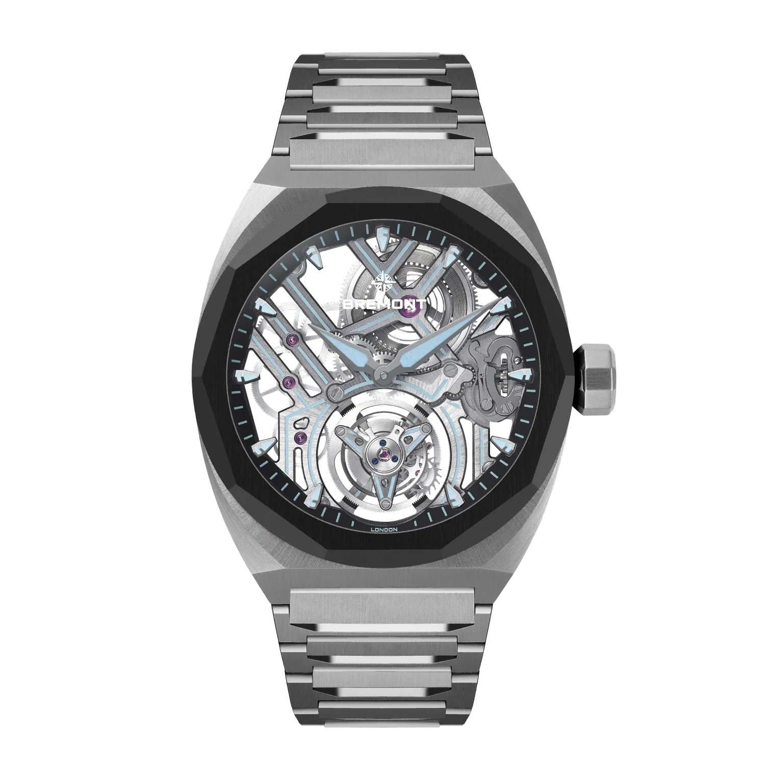 Bremont Supernova Tourbillon Silver watch with a detailed face on a white background