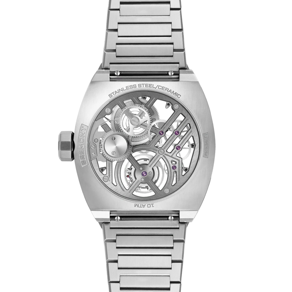 Bremont Supernova Tourbillon Silver watch with a detailed mechanical face on a white background