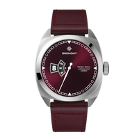 Terra Nova 40.5mm Jumping Hour Burgundy Leather Strap
