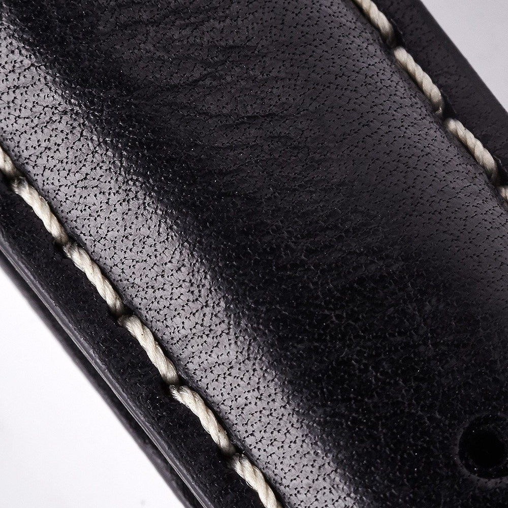 Bremont Chronometers Straps Mens black Leather Strap white stitching