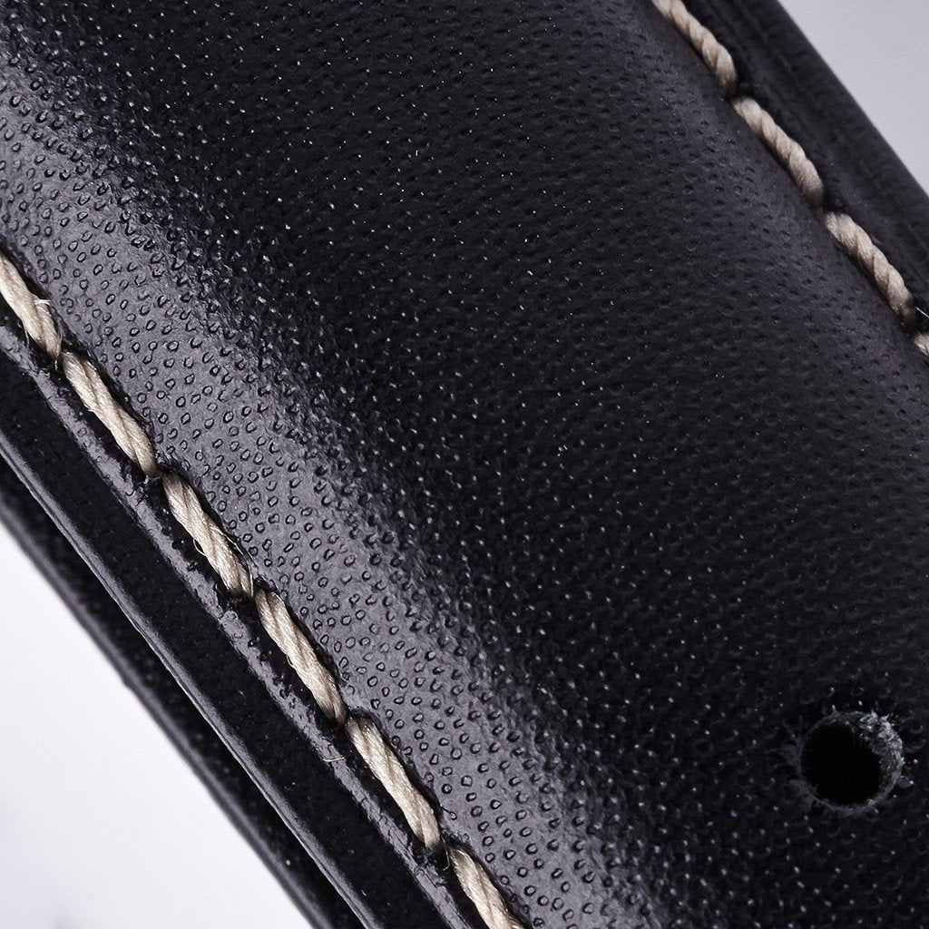 Bremont Chronometers Straps Mens black Norton Leather Strap white stitching