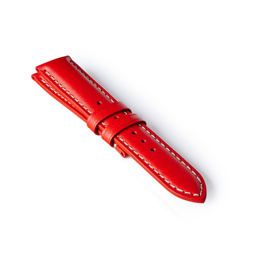 Leather Strap - Red/White