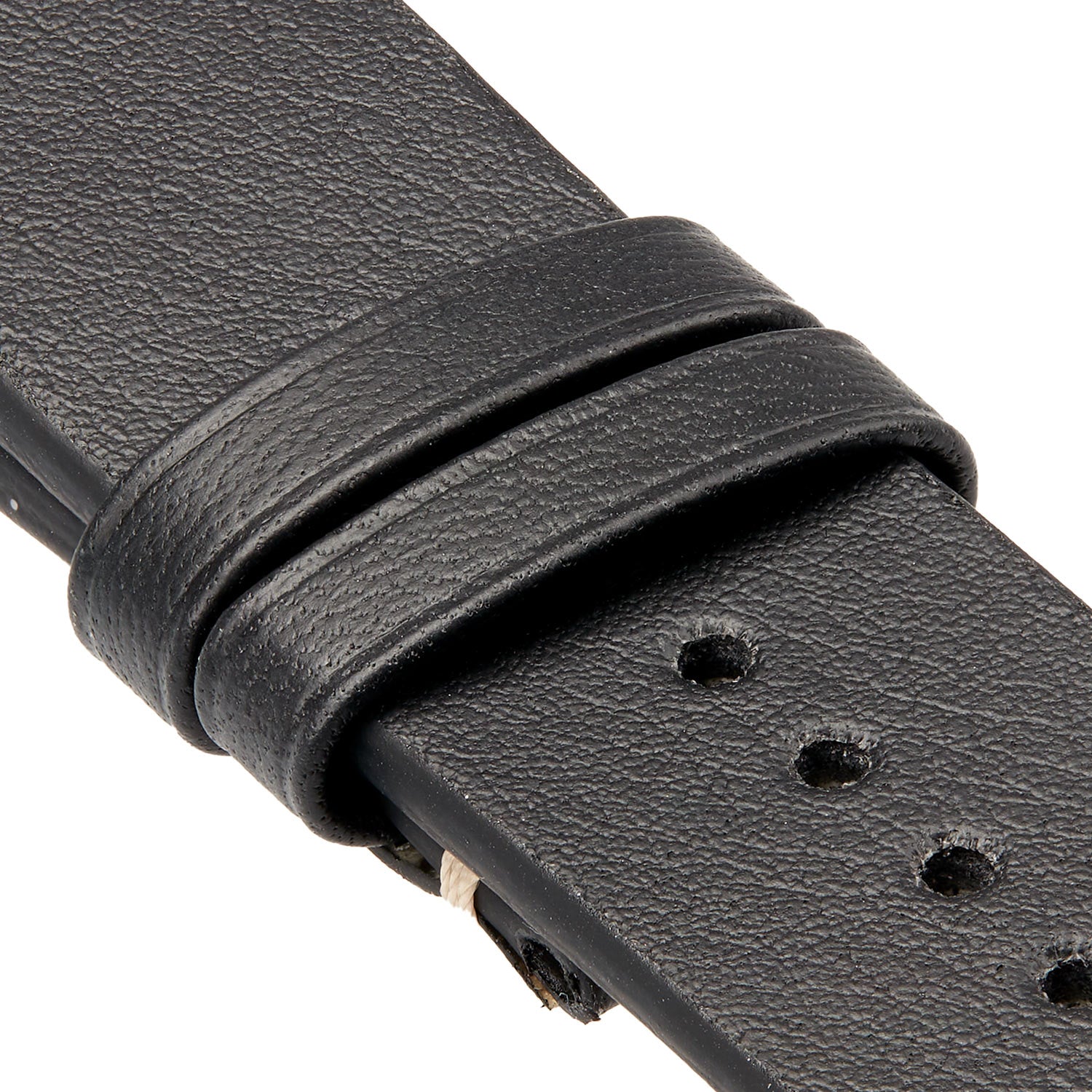 Black Vintage Leather Side Stitch Strap