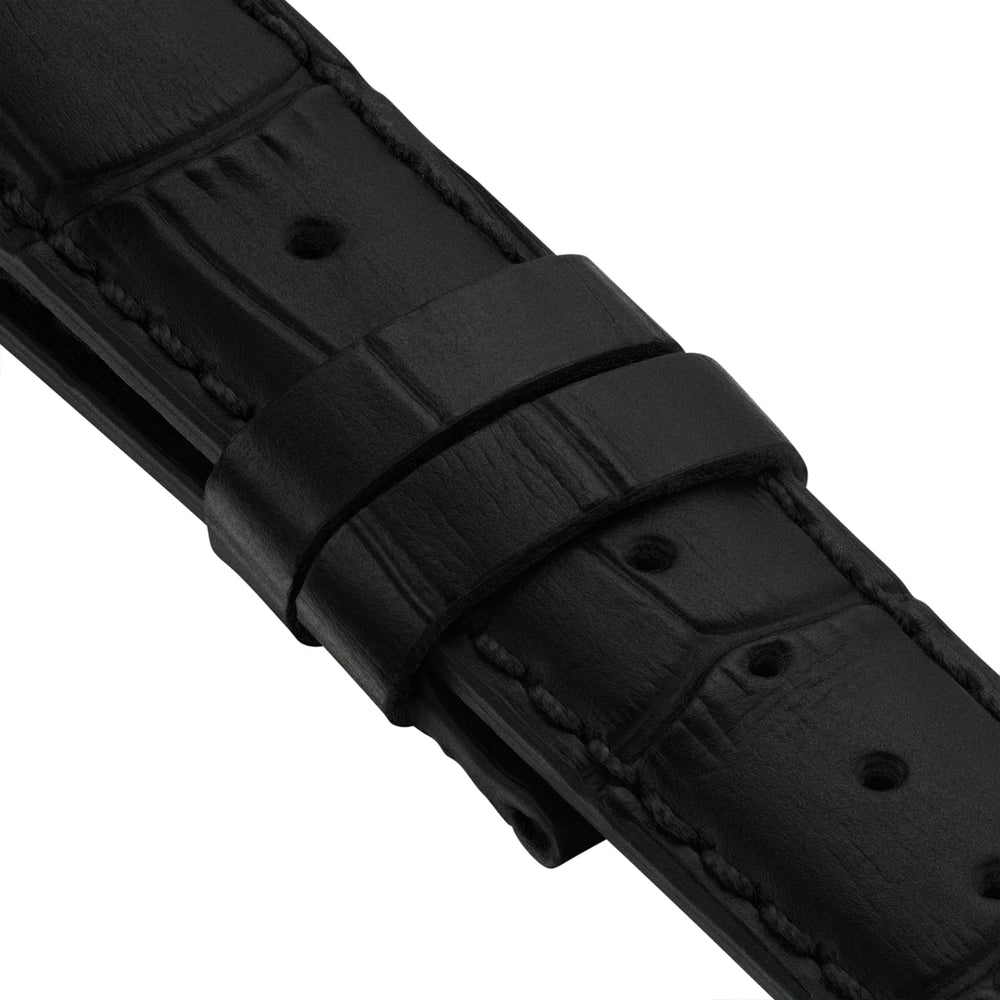 Leather Strap with Alligator Embossing - Black