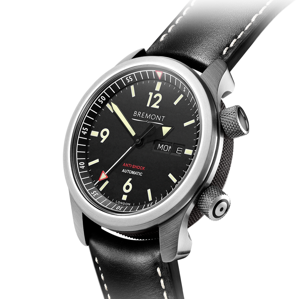 U-2 ss Black Pilot's Watch Bracelet