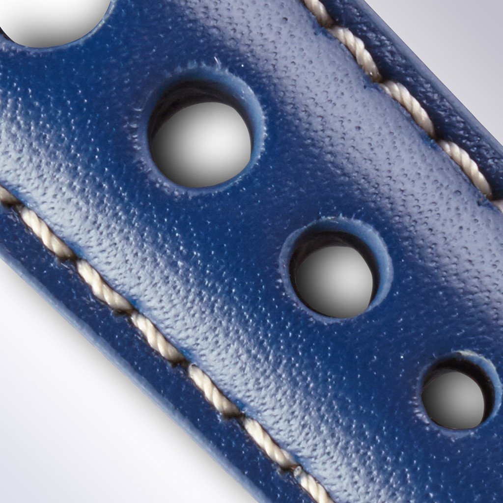 Bremont Chronometers Straps Mens Jaguar blue Leather Strap white stitching