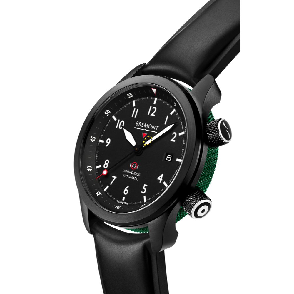 MBII Custom DLC, Black Dial with Green Barrel & Open Case Back