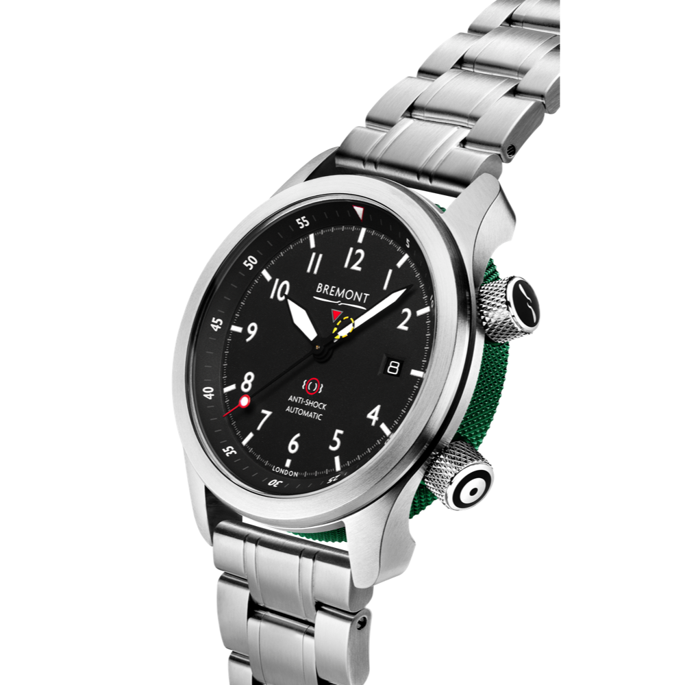 MBII Custom Stainless Steel, Black Dial with Green Barrel & Closed Case Back