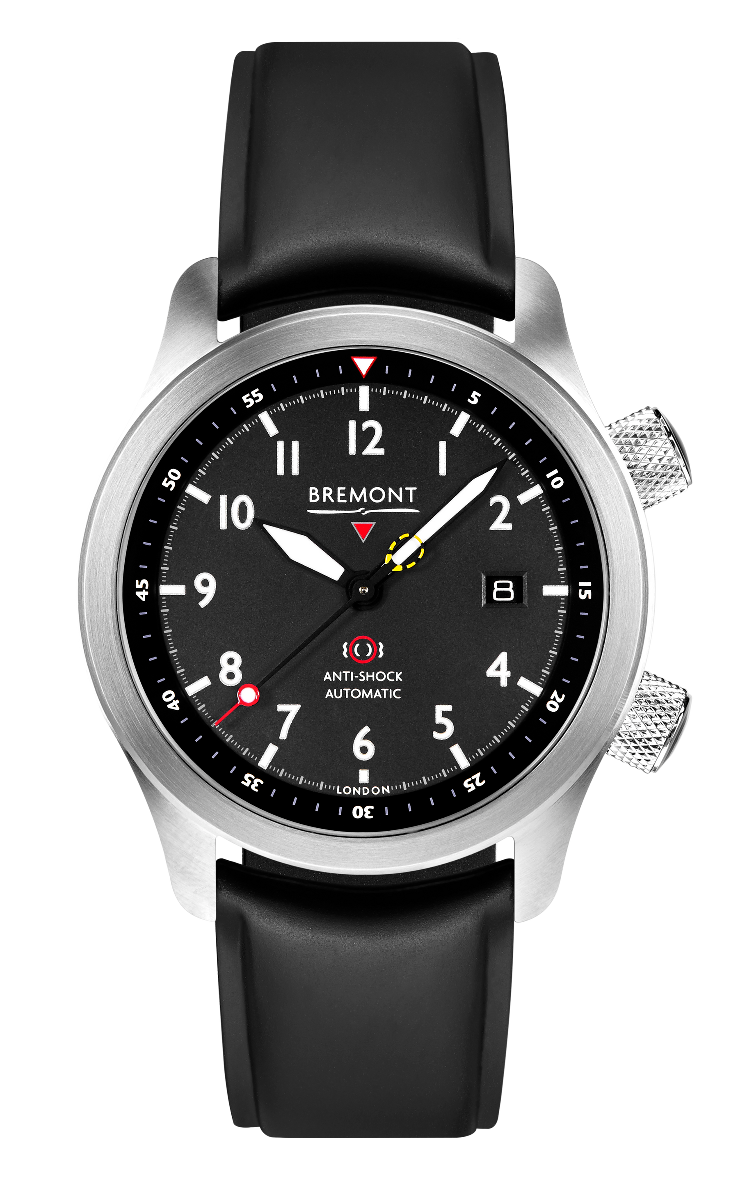 Bremont Watch Company Configurator MBII Custom Stainless Steel, Black Dial with Dark Blue Barrel & Closed Case Back