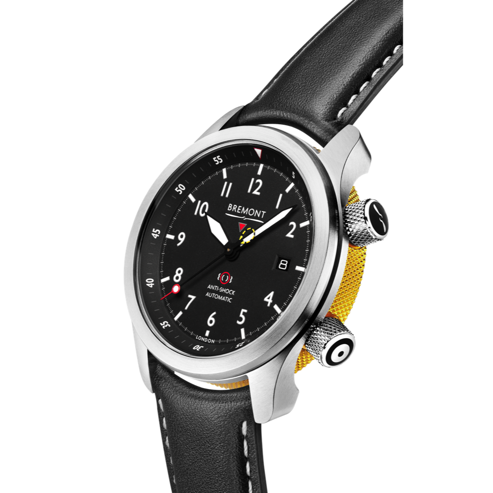 MBII Custom Stainless Steel, Black Dial with Yellow Barrel & Open Case Back