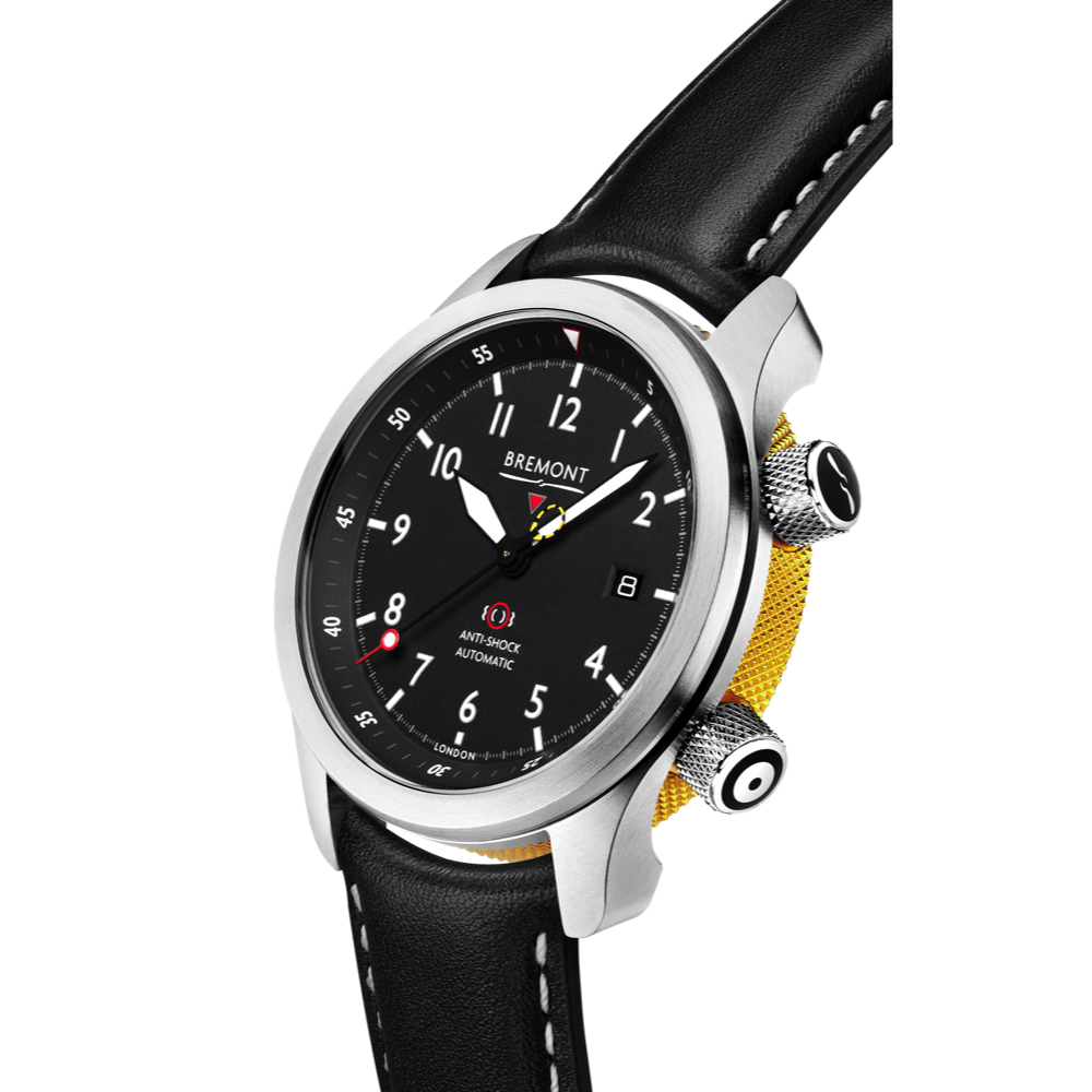 MBII Custom Stainless Steel, Black Dial with Yellow Barrel & Closed Case Back