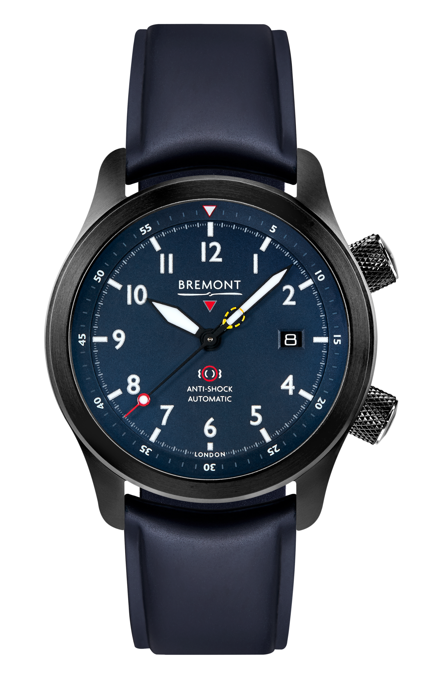 Bremont Watch Company Configurator Blue Temple Island / Short / Pin Buckle MBII Custom DLC, Blue Dial with Dark Blue Barrel & Closed Case Back