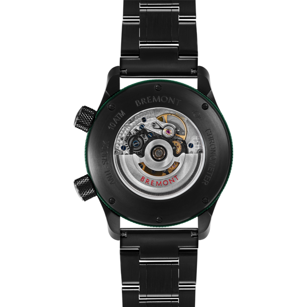 MBII Custom DLC, Black Dial with Green Barrel & Open Case Back