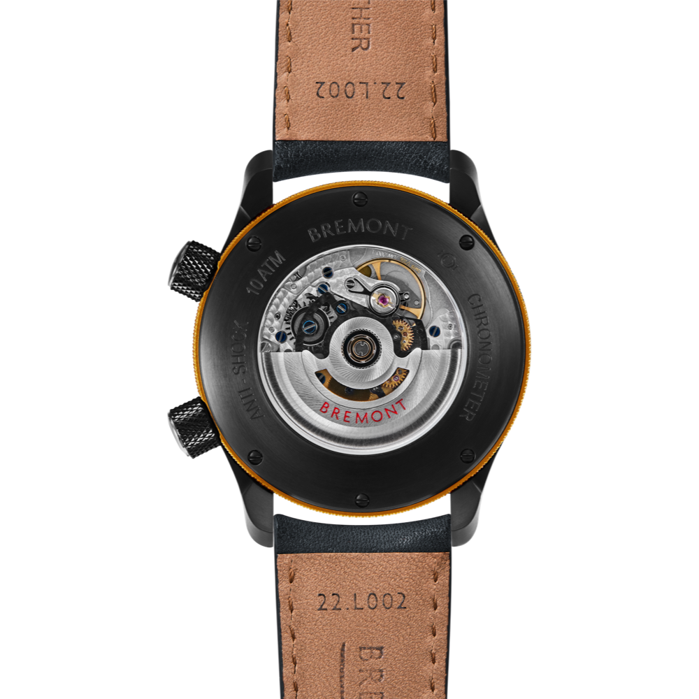 MBII Custom DLC, Black Dial with Yellow Barrel & Open Case Back