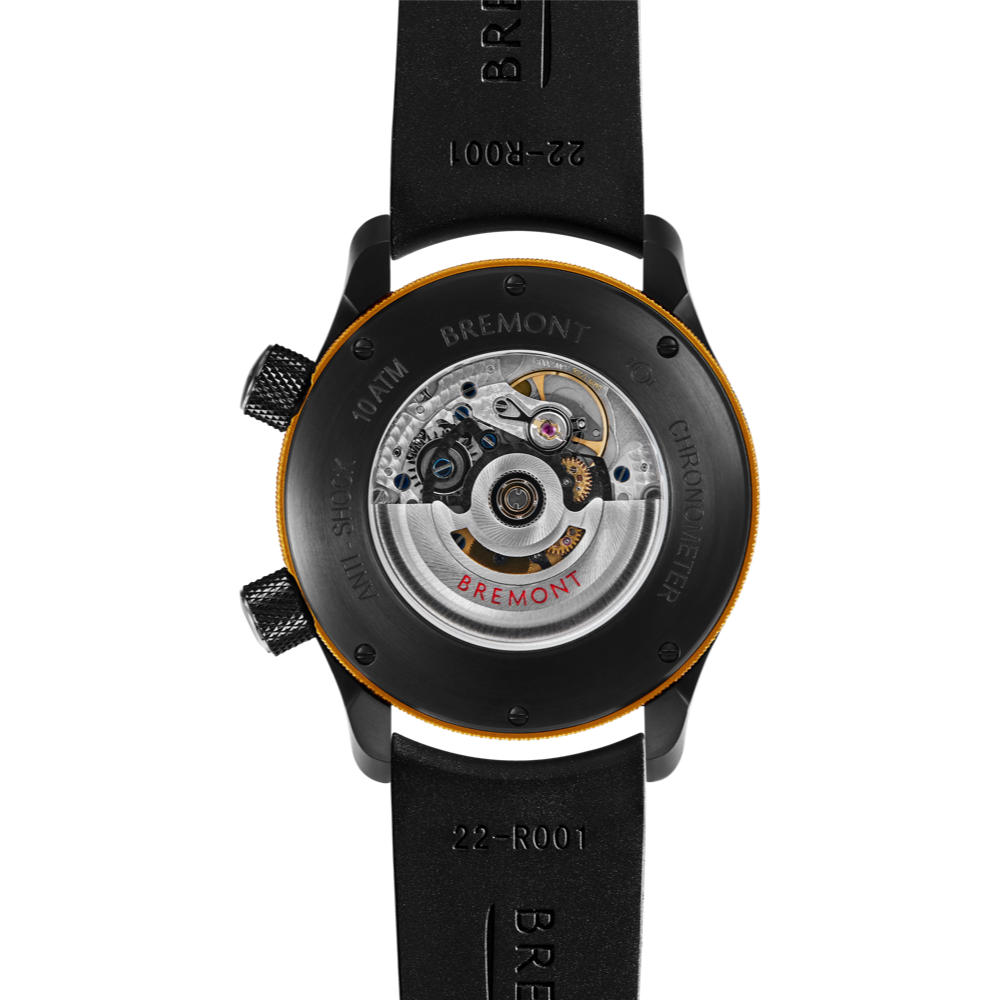 MBII Custom DLC, Black Dial with Yellow Barrel & Open Case Back