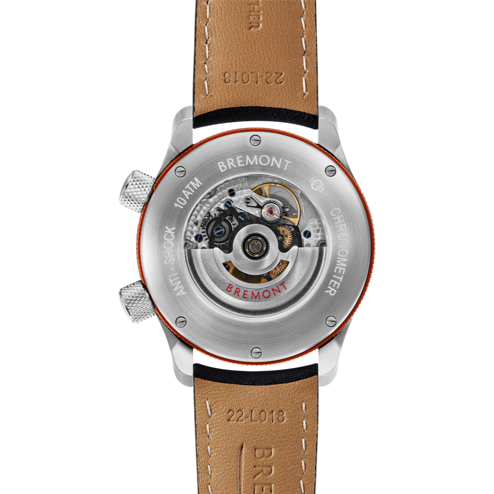 MBII Custom Stainless Steel, White Dial with Orange Barrel & Open Case Back