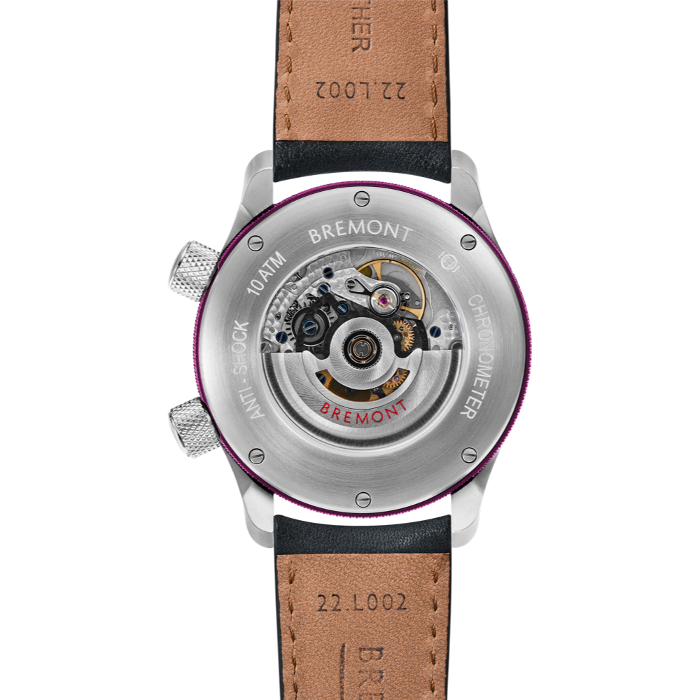MBII Custom Stainless Steel, White Dial with Purple Barrel & Open Case Back