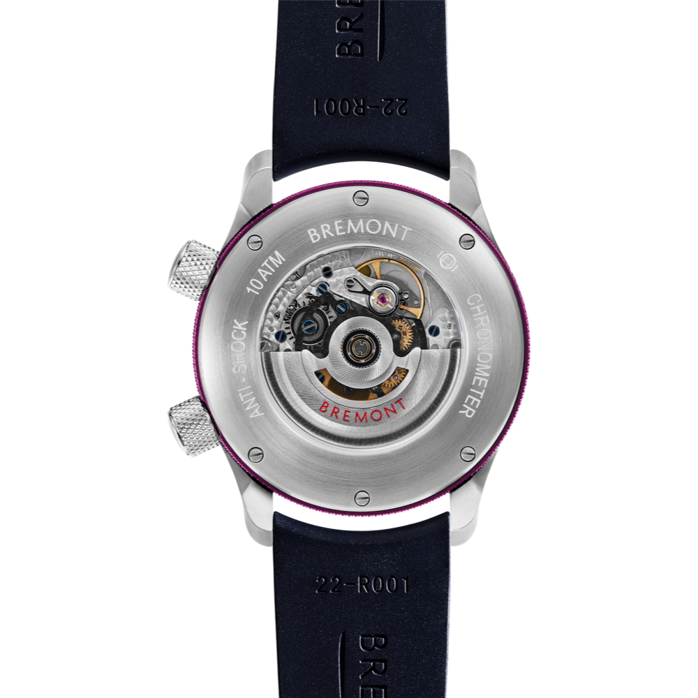 MBII Custom Stainless Steel, Black Dial with Purple Barrel & Open Case Back