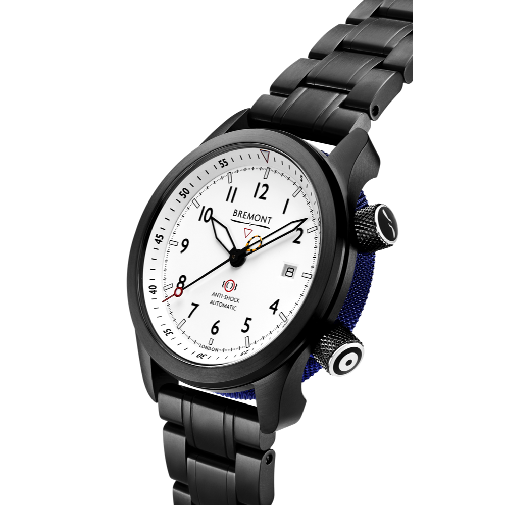 MBII Custom DLC, White Dial with Blue Barrel & Open Case Back